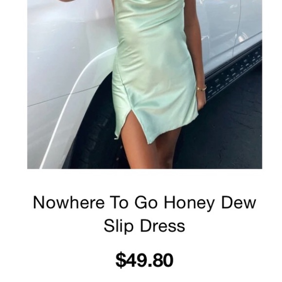 Isabelle’s Cabinet- Nowhere to go Honey Dew Slip Dress - Picture 2 of 5